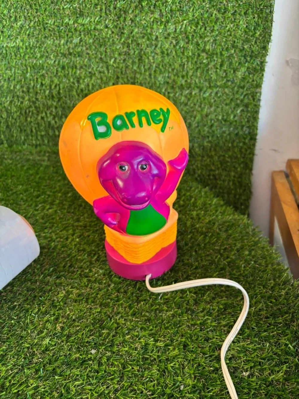 Vintage 1992 Barney Dinosaur Hot Air Balloon Lamp Happiness Express Night Light